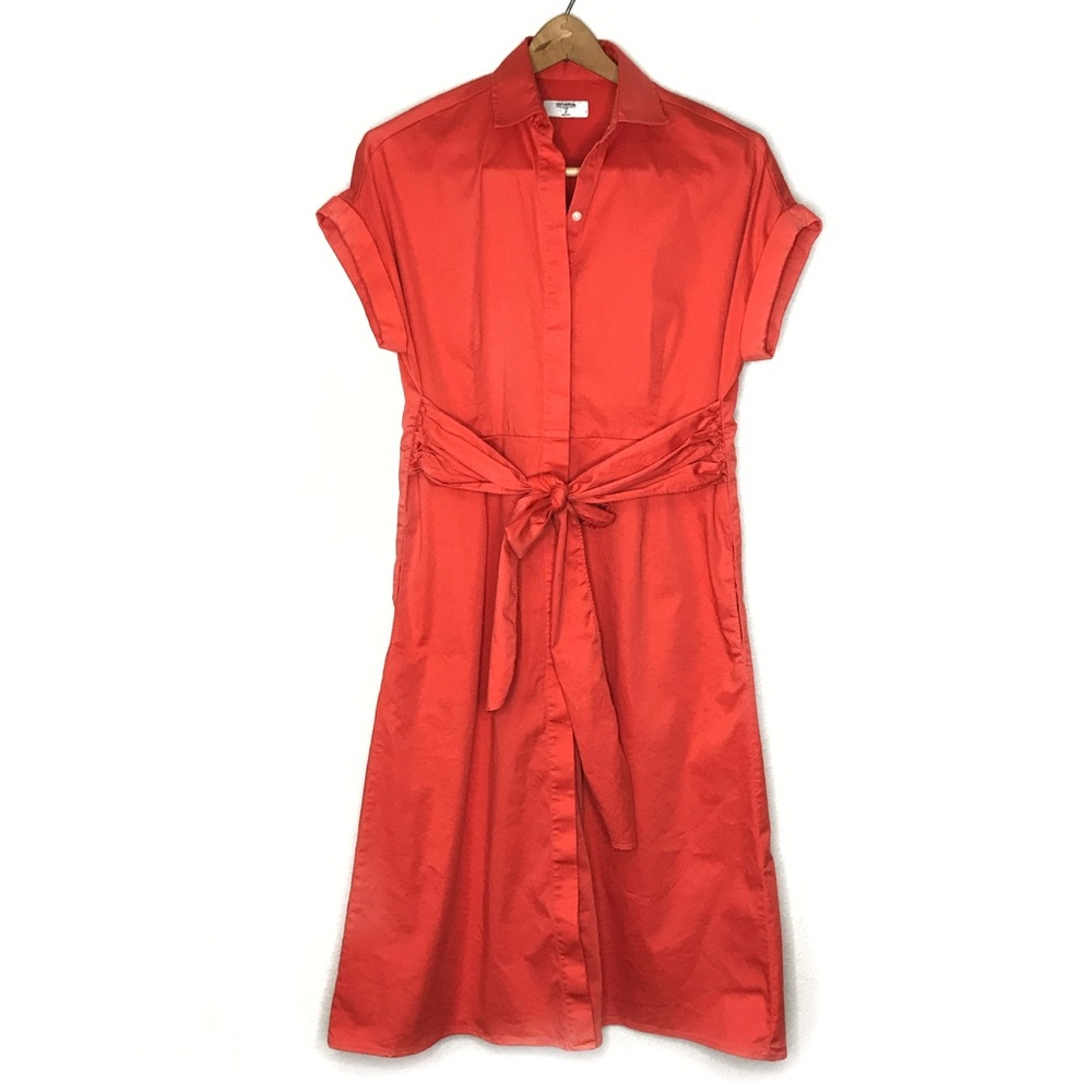 UNTUCKit Sage Belted Orange Shirtdress Size 2